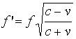 f' = f[(c-v)/(c+v)]^0.5